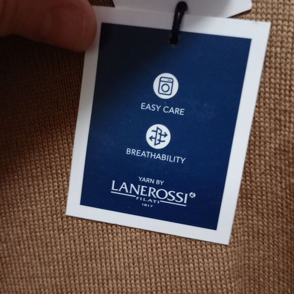 Club Room Sweater Mens Large Italian Spun Merino Wool Blend V-Neck Brown NEW - Picture 3 of 5